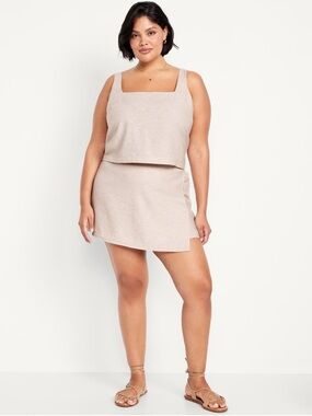 Old Navy Neutral High-Waisted
Faux-Wrap Linen-Blend
Mini Skort